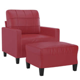 Fauteuil avec repose-pied Rouge bordeaux 60 cm Similicuir
