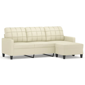 Canapé à 3 places avec repose-pieds Crème 180 cm Similicuir