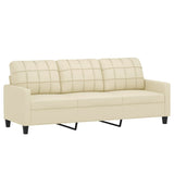 Canapé à 3 places avec repose-pieds Crème 180 cm Similicuir