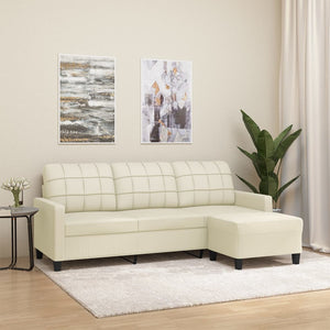 Canapé à 3 places avec repose-pieds Crème 180 cm Similicuir