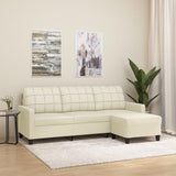 Canapé à 3 places avec repose-pieds Crème 180 cm Similicuir
