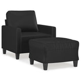 Fauteuil avec repose-pied Noir 60 cm Similicuir