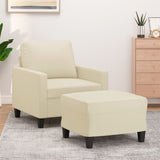Fauteuil avec repose-pied Crème 60 cm Similicuir