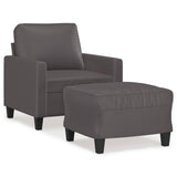Fauteuil avec repose-pied Gris 60 cm Similicuir