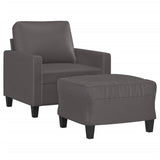 Fauteuil avec repose-pied Gris 60 cm Similicuir