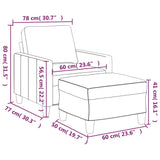 Fauteuil avec repose-pied Gris 60 cm Similicuir