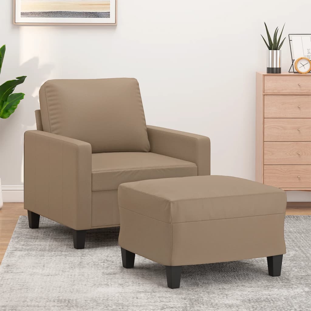 Fauteuil avec repose-pied Cappuccino 60 cm Similicuir