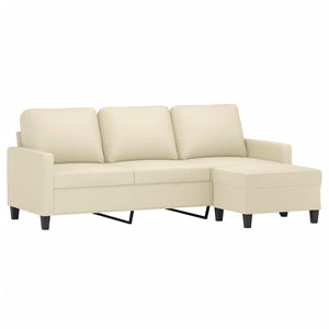 Canapé à 3 places avec repose-pieds Crème 180 cm Similicuir
