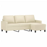 Canapé à 3 places avec repose-pieds Crème 180 cm Similicuir