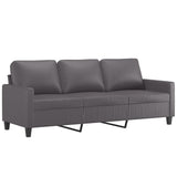 Canapé à 3 places avec repose-pieds Gris 180 cm Similicuir