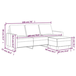 Canapé à 3 places avec repose-pieds Gris 180 cm Similicuir