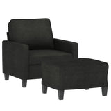 Fauteuil avec repose-pied Noir 60 cm Tissu