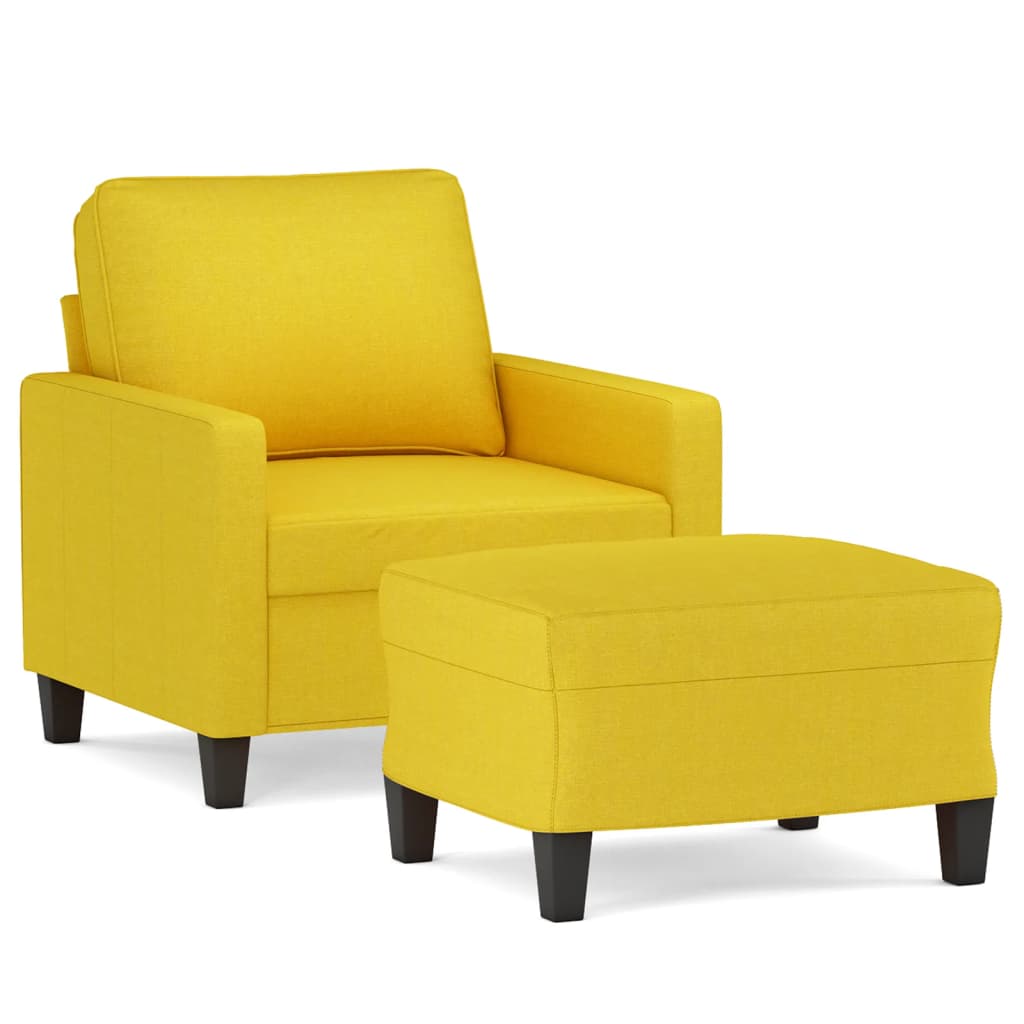 Fauteuil avec repose-pied Jaune clair 60 cm Tissu