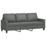 Canapé à 3 places avec repose-pieds Gris foncé 180 cm Tissu