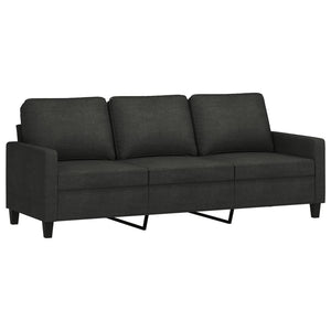 Canapé à 3 places avec repose-pieds Noir 180 cm Tissu