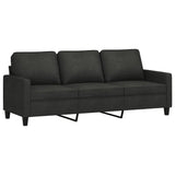 Canapé à 3 places avec repose-pieds Noir 180 cm Tissu