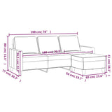 Canapé à 3 places avec repose-pieds Jaune clair 180 cm Tissu