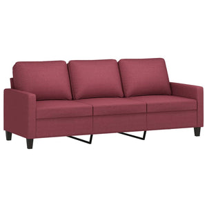 Canapé à 3 places avec repose-pieds Rouge bordeaux 180 cm Tissu