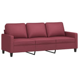 Canapé à 3 places avec repose-pieds Rouge bordeaux 180 cm Tissu