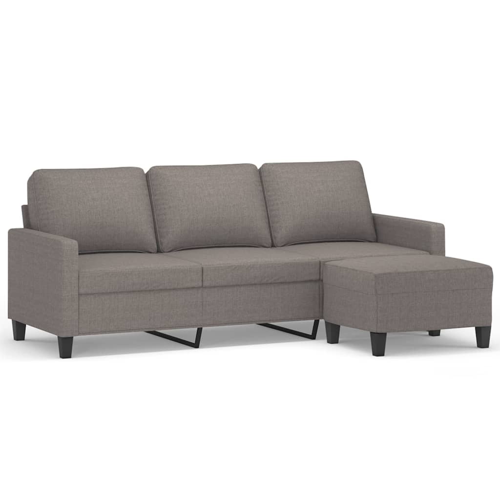 Canapé à 3 places avec repose-pieds Taupe 180 cm Tissu
