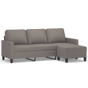Canapé à 3 places avec repose-pieds Taupe 180 cm Tissu