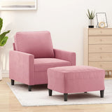 Fauteuil avec repose-pied Rose 60 cm Velours
