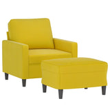 Fauteuil avec repose-pied jaune 60 cm velours