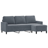Canapé à 3 places avec repose-pieds Gris foncé 180 cm Velours
