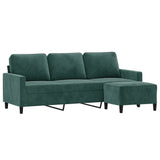 Canapé à 3 places avec repose-pieds Vert foncé 180 cm Velours