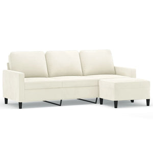 Canapé à 3 places avec repose-pieds Crème 180 cm Velours