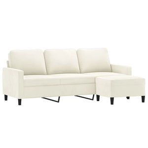 Canapé à 3 places avec repose-pieds Crème 180 cm Velours