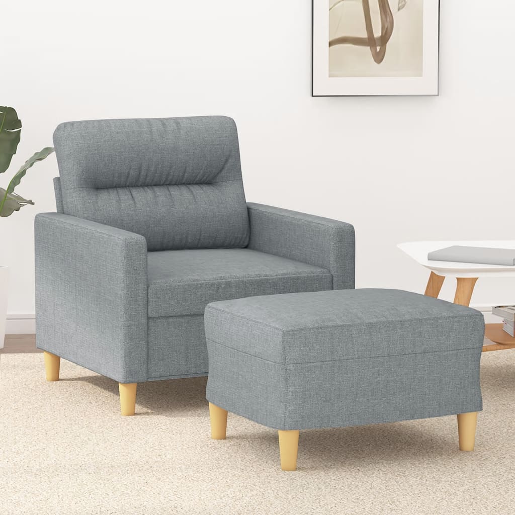 Fauteuil avec repose-pied Gris clair 60 cm Tissu
