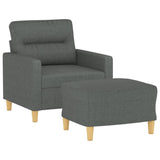 Fauteuil avec repose-pied Gris foncé 60 cm Tissu