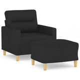Fauteuil avec repose-pied Noir 60 cm Tissu