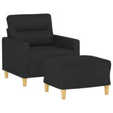 Fauteuil avec repose-pied Noir 60 cm Tissu