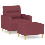 Fauteuil avec repose-pied Rouge bordeaux 60 cm Tissu