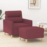Fauteuil avec repose-pied Rouge bordeaux 60 cm Tissu