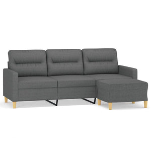 Canapé à 3 places avec repose-pieds Gris foncé 180 cm Tissu