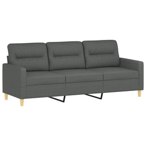 Canapé à 3 places avec repose-pieds Gris foncé 180 cm Tissu