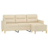 Canapé à 3 places avec repose-pieds Crème 180 cm Tissu
