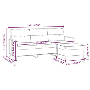 Canapé à 3 places avec repose-pieds Marron 180 cm Tissu