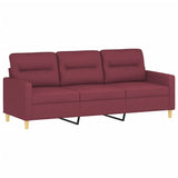 Canapé à 3 places avec repose-pieds Rouge bordeaux 180 cm Tissu