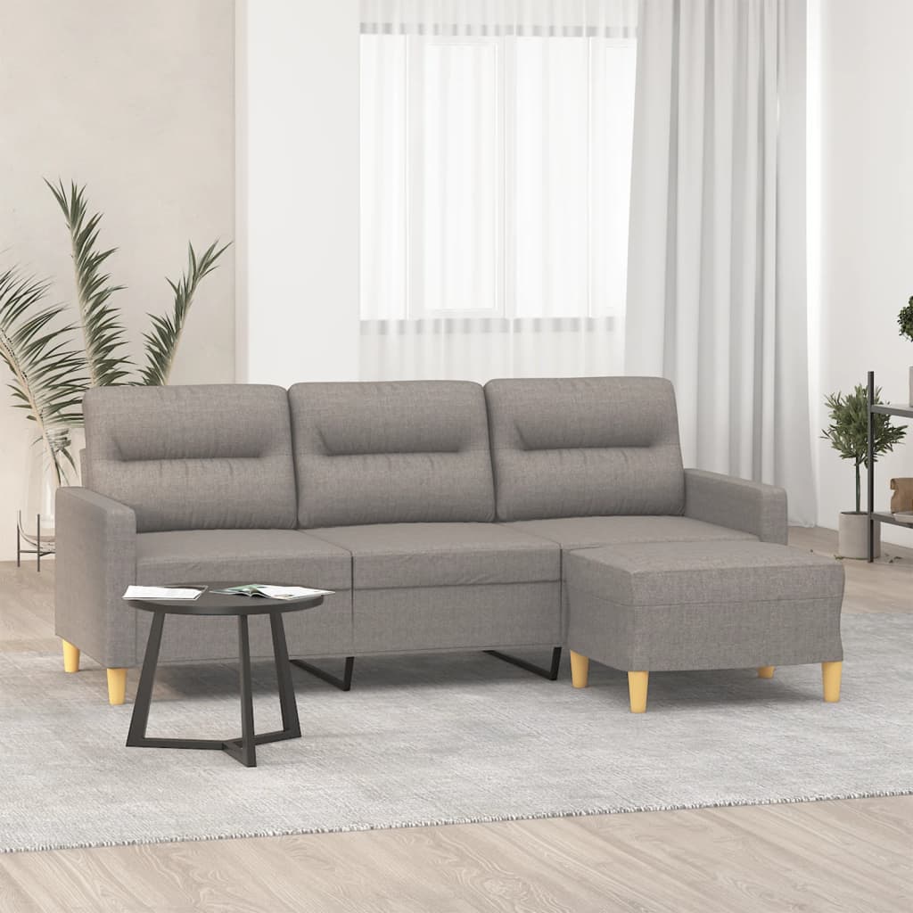 Canapé à 3 places avec repose-pieds Taupe 180 cm Tissu