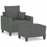 Fauteuil avec repose-pied Gris foncé 60 cm Tissu