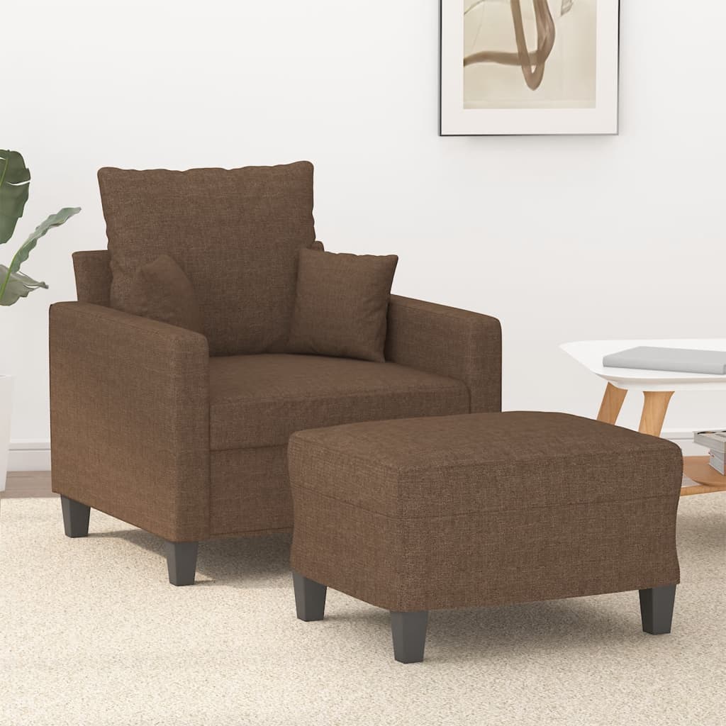 Fauteuil avec repose-pied Marron 60 cm Tissu