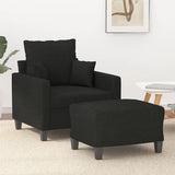 Fauteuil avec repose-pied Noir 60 cm Tissu