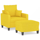 Fauteuil avec repose-pied Jaune clair 60 cm Tissu