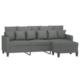 Canapé à 3 places avec repose-pieds Gris foncé 180 cm Tissu