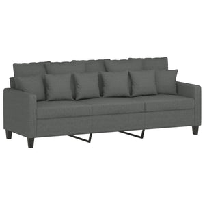 Canapé à 3 places avec repose-pieds Gris foncé 180 cm Tissu