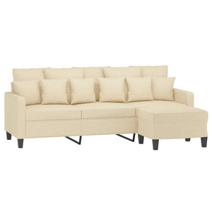 Canapé à 3 places avec repose-pieds Crème 180 cm Tissu